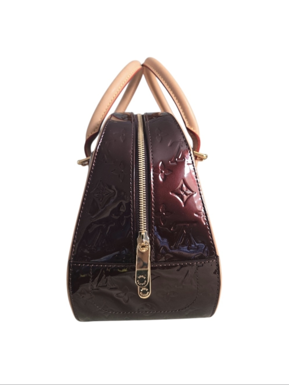 Louis Vuitton Vernis Top-Handle Satchel in Deep Bordeaux and Natural Vachetta - Picture 4 of 12